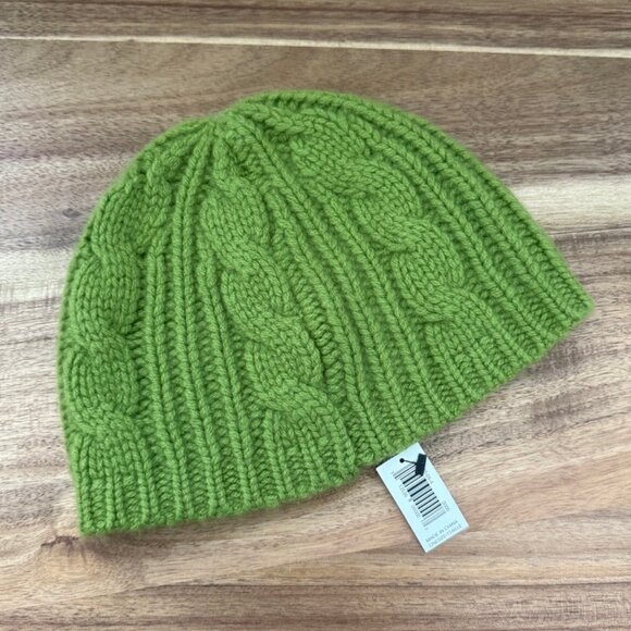 Banana Republic thick Aran cable knit Cashmere Toque / Beanie green NWT - Picture 1 of 6
